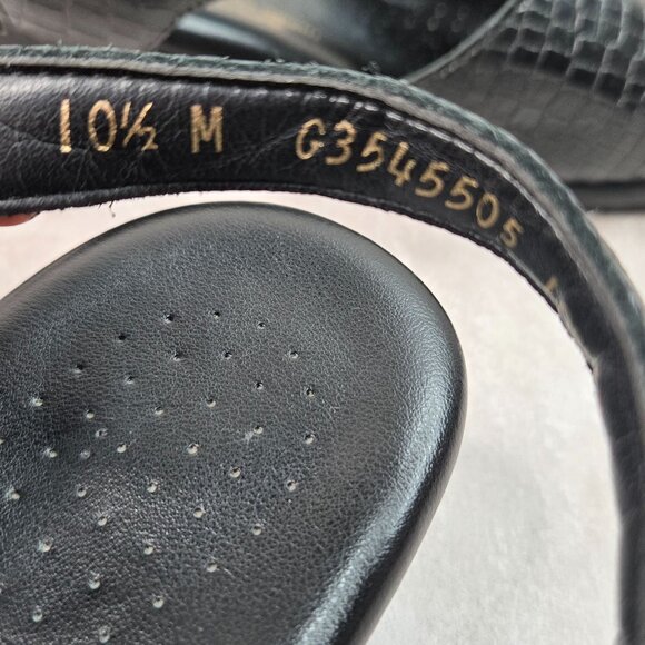 SAS Sandal Sz 10.5 Black Croc Leather Open Toe Comfort Low Heel Casual Slingback - Picture 8 of 13